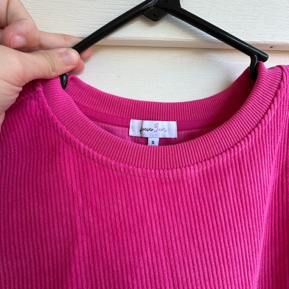 Hot Pink Corded Pullover - Picture 2 of 3